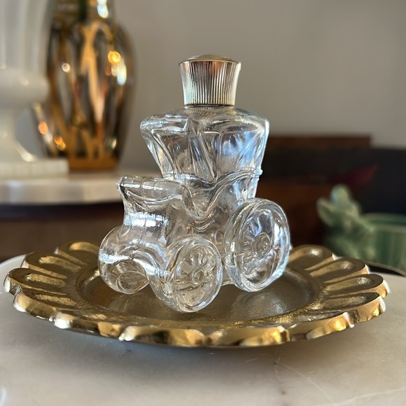 Vintage 1970s Avon Courting Carriage Moonwind Cologne Clear Glass + Gold Bottle - Picture 5 of 9